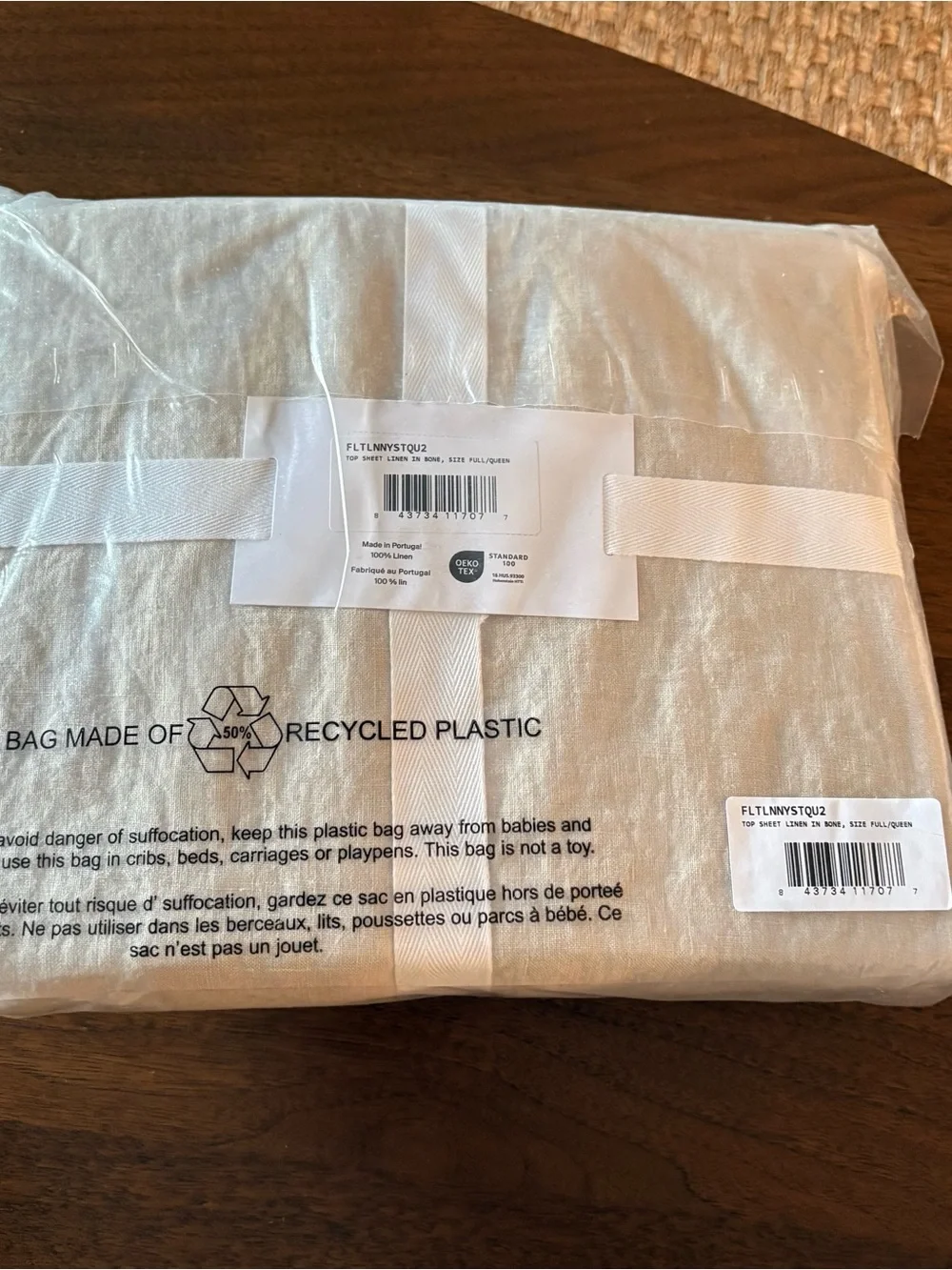 Parachute Linen Top Sheet in bone